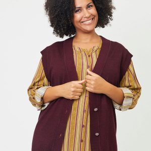 Adia - Cardigan - Adabric - Burgundy - S/42-44