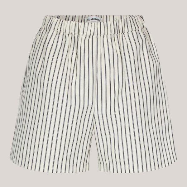 AstaLL Shorts, off-white shorts med mørkeblå striber