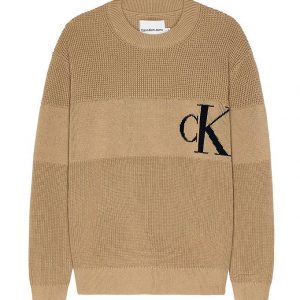 Calvin Klein Bluse - Strik - Intarsia Chest Monogram - Travertin