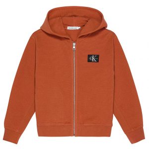 Calvin Klein Cardigan - CKJ - Ottoman Badge Zip - Auburn