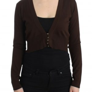 Cavalli Elegant Brown Virgin Wool Cropped Cardigan