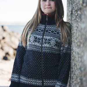 Charm - Norsk Cardigan 100% Uld - Dame - Navy