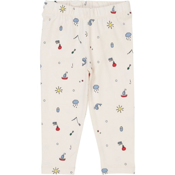 Copenhagen Colors Cream Fishing Print Jersey Leggings W Print - Str. 56