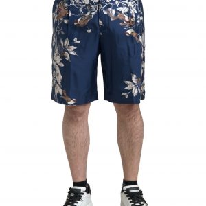 Dolce & Gabbana Blå Print Silke Herre Bermuda Shorts