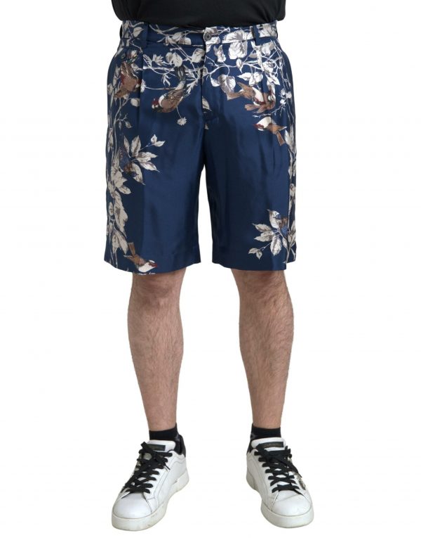 Dolce & Gabbana Blå Print Silke Herre Bermuda Shorts