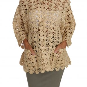 Dolce & Gabbana Chic Beige Crochet Raffia Cardigan