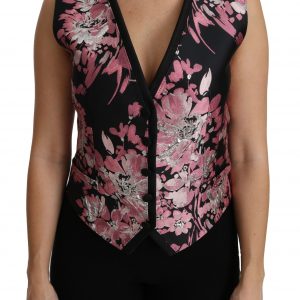 Dolce & Gabbana Elegant Floral Brocade Plunging Vest Top