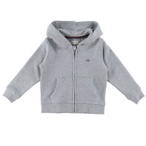 GANT Cardigan - Shield Zip - Light Grey Melange