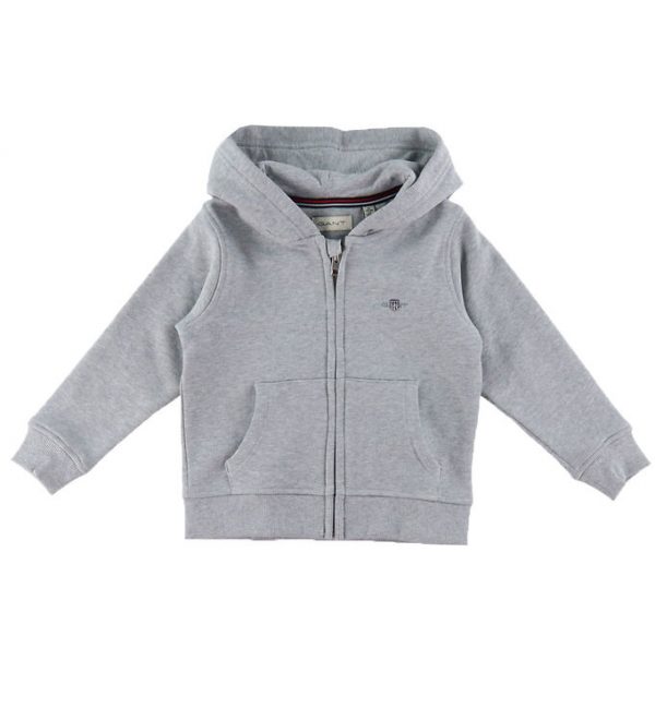 GANT Cardigan - Shield Zip - Light Grey Melange