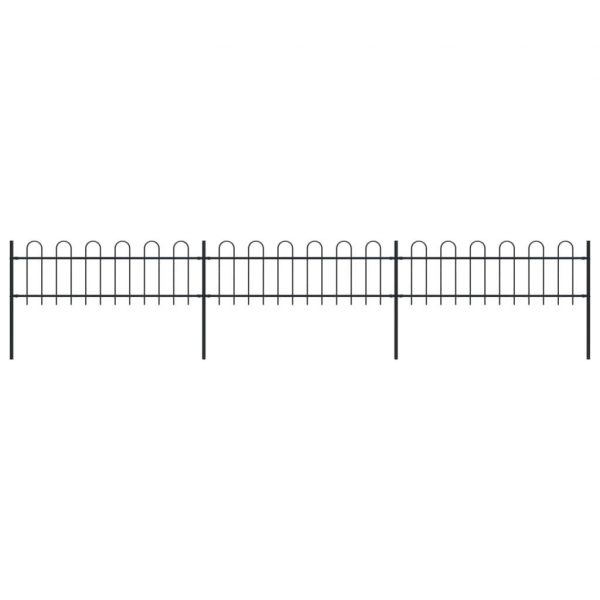 Havehegn med buet top 5,1 x 0,6 m sort stål