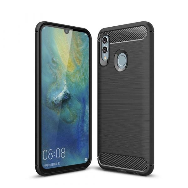 Huawei P Smart (2019) - Gummi cover i Børstet Design - Sort