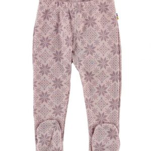 Joha Leggings m. Fod - Uld - Rosa m. Stjerner