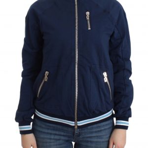 John Galliano Chic Blue Zip Cardigan with Logo Detail