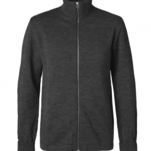 Mads Nørgaard Cardigan Klemens Zip 200860 Charcoal Melange