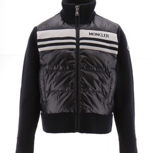 Moncler Cardigan - Uld/Dun - Navy m. Hvid