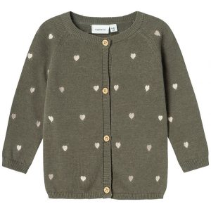 Name It Cardigan - Strik - NbfBeheart - Dusty Olive