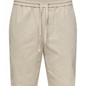 ONLY & SONS shorts i bomuld-hør blanding i beige til herre