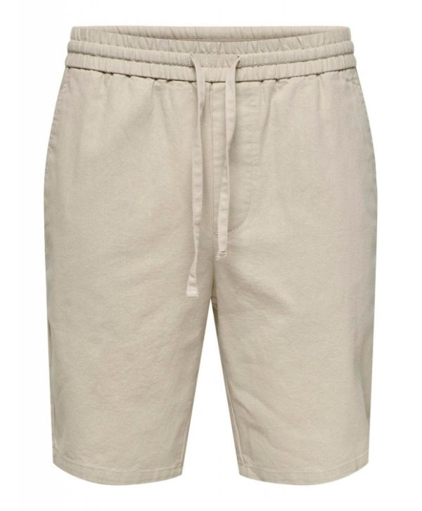 ONLY & SONS shorts i bomuld-hør blanding i beige til herre