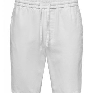 ONLY & SONS shorts i bomuld-hør blanding i hvid til herre