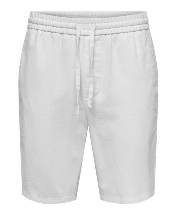 ONLY & SONS shorts i bomuld-hør blanding i hvid til herre