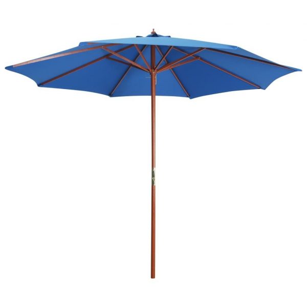 Parasol med træstang 300 x 258 cm blå