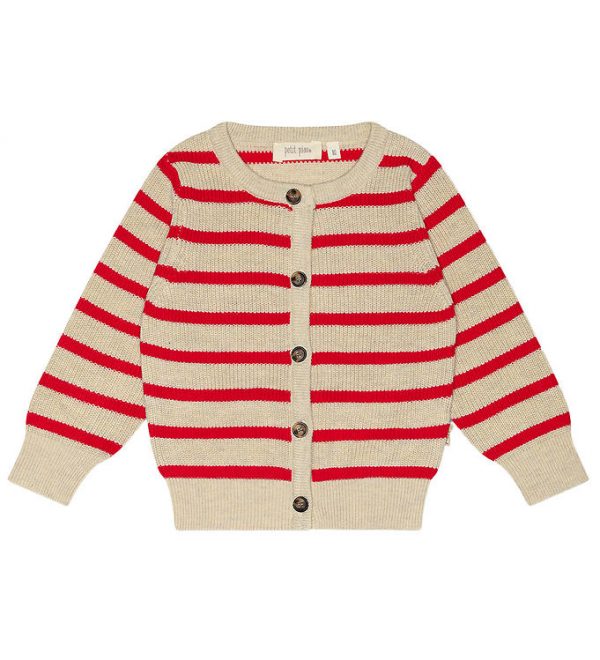 Petit Piao Cardigan - Strik - Off White/Bright Red