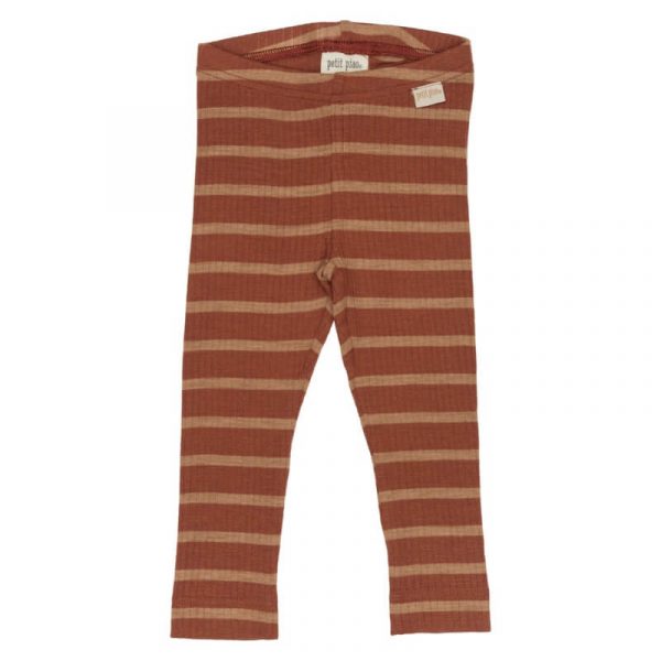 Petit Piao - Leggings Merino Wool Striped - Rust/Cream - 68