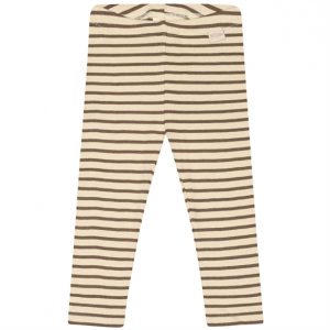 Petit Piao Leggings Striber Chocolate brown/dark off white