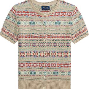 Polo Ralph Lauren Cardigan - Bomuld/Uld - Beige/Multifarvet