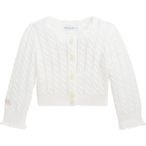 Polo Ralph Lauren Cardigan - Cropped - Strik - Deckwash White