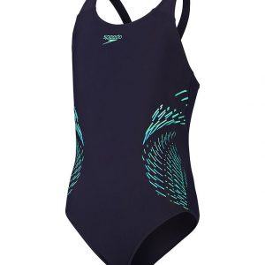 Speedo Badedragt - Placement Muscleback - Navy/Grøn