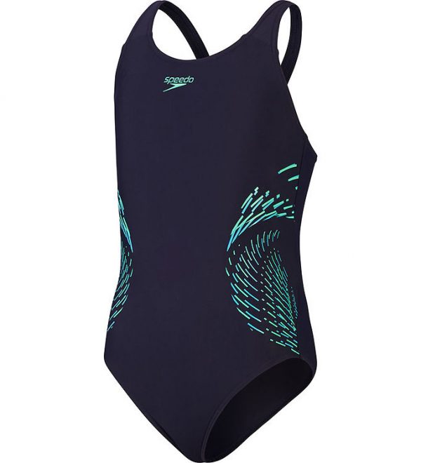 Speedo Badedragt - Placement Muscleback - Navy/Grøn