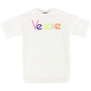 Young Versace Kjole - Sweat - Hvid m. Multifarvet Logo