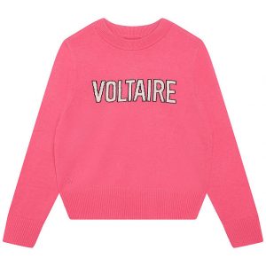 Zadig & Voltaire Bluse - Uld - Raspberry m. Tekst