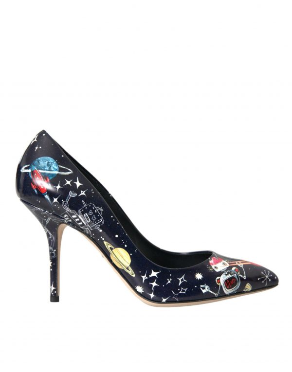 Dolce & Gabbana Blue Space Robot Leather Heels Pumps Sko