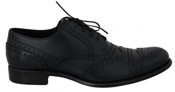 Dolce & Gabbana Elegant Blue Leather Wingtip Derby Sko