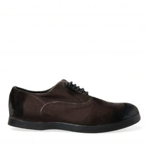 Dolce & Gabbana Elegant Brown Velvet Oxford Lace-up Sko