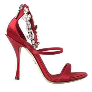 Dolce & Gabbana Red Keira Satin Crystals SandalerHeels Sko