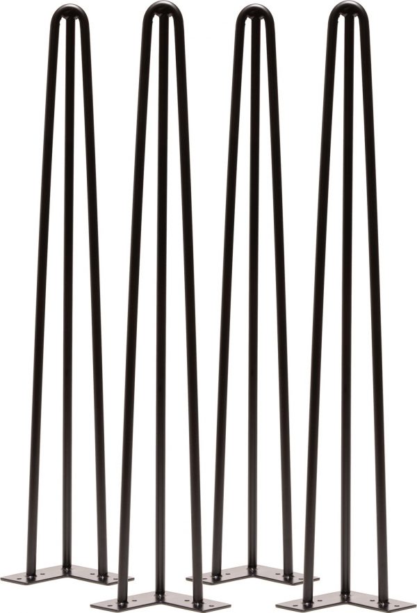 Elias, Understel til spisebord, 3-rods hairpin-legs, sæt á 4 stk, sort, H71x17x13 cm