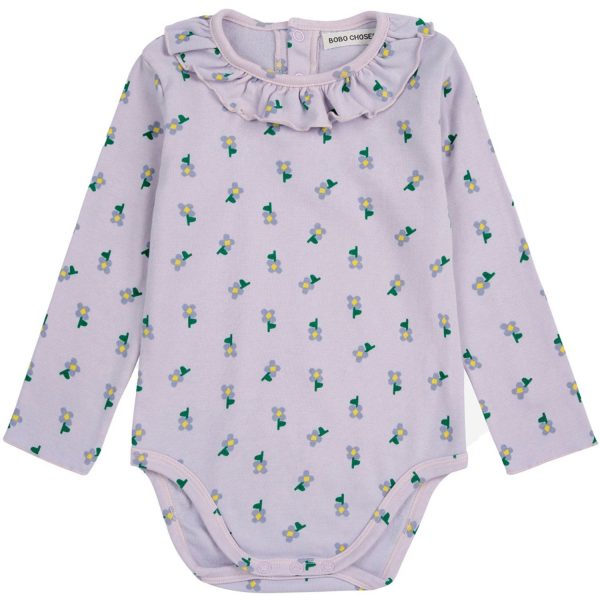 Bobo Choses Lavender Pansy Flower Ruffle Body - Str. 3 mdr