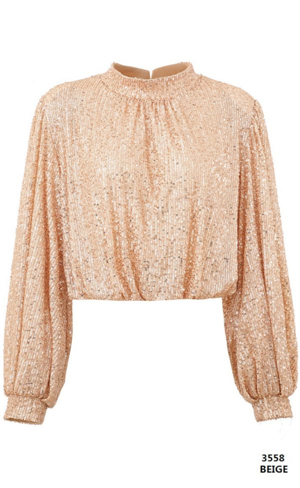 CHOSEN Bluse - Jill Sequin - Beige