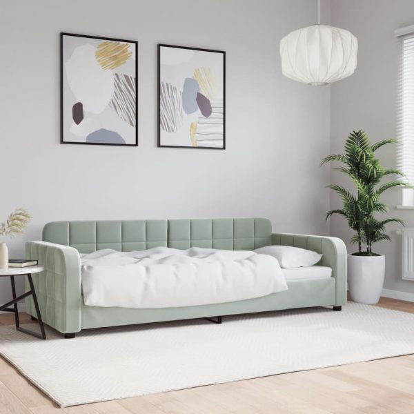 Daybed 80x200 cm velour lysegrå