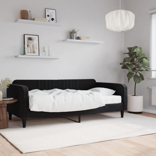 Daybed med madras 90x190 cm velour sort