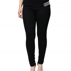 Dolce & Gabbana Black Logo Mid Waist Skinny Denim Jeans