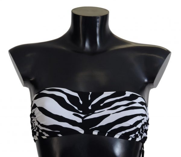 Dolce & Gabbana Black White Zebra Bandeau Swimwear Bikini Top