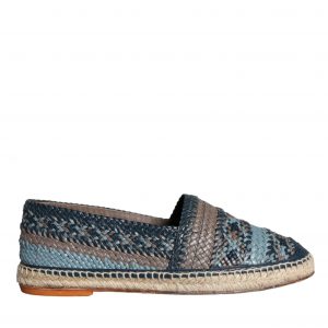 Dolce & Gabbana Blue Gray Woven Leather Buffalo Espadrille Sko