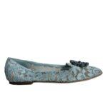 Dolce & Gabbana Blue Lace Crystal Ballet Flats Loafers Sko