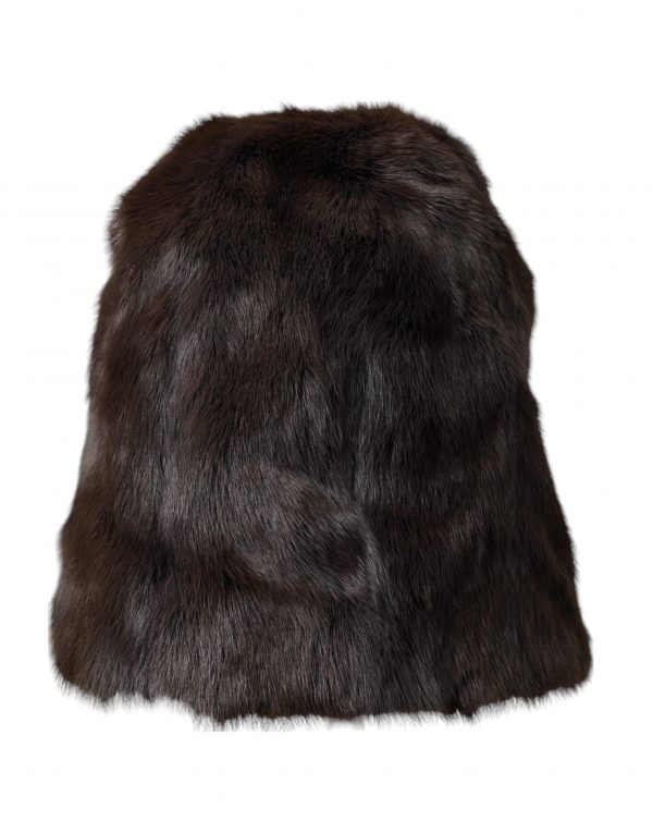 Dolce & Gabbana Brown Weasel Fur Dames Cashmere Hat Beanie