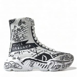 Dolce & Gabbana Daymaster Graffiti Print Mid Top Sneakers