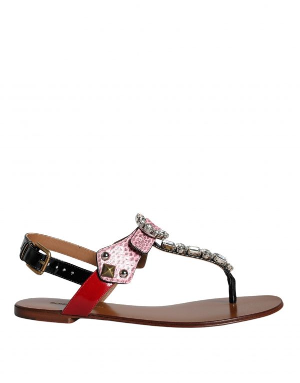 Dolce & Gabbana Multicolor Crystal Sandals Flip Flops Sko